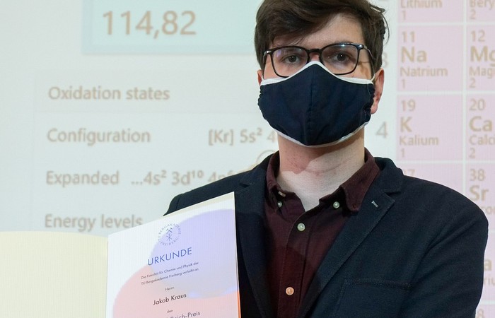 Jakob Kraus erhält Ferdinand-Reich-Preis der Fakultät für Chemie und Physik
